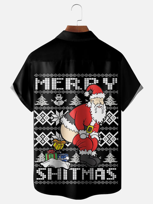 Men's Christmas Funny Graphic Short Sleeve Hawaiian Shirt